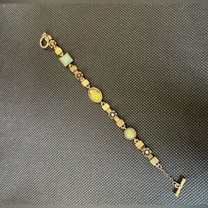 Unique dainty gold bracelet with stone and Shell beading